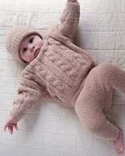 7AM - Boxy Sweater Cable - Fuzzy Mother & Baby Pecan 1 - 2T