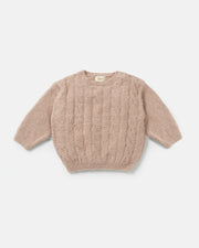 7AM - Boxy Sweater Cable - Fuzzy Mother & Baby Pecan 1 - 2T