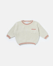 7AM - Boxy Sweater - Chunky Tennis Mother & Baby Ecru, Terracotta 6 - 12M