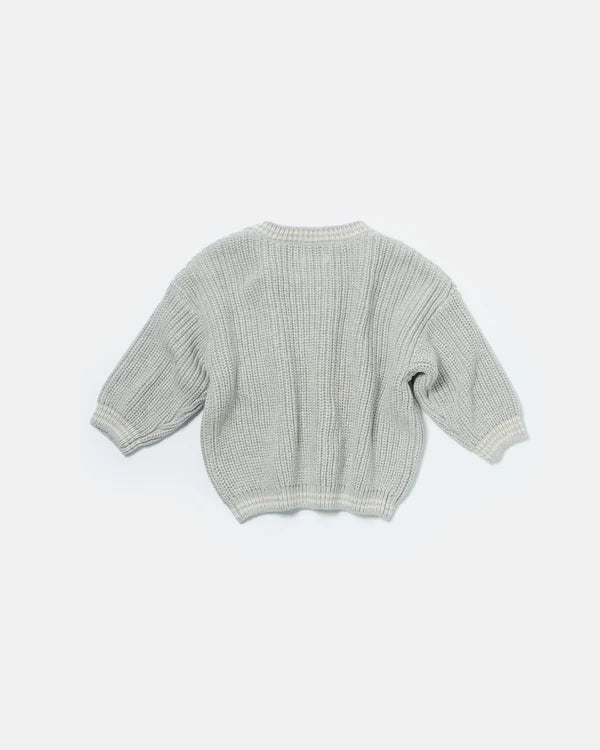 7AM - Boxy Sweater - Chunky Tennis Mother & Baby Navy, Pearl Grey 6 - 12M