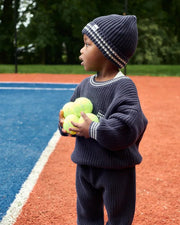 7AM - Boxy Sweater - Chunky Tennis Mother & Baby Pearl Grey, Ecru 6 - 12M