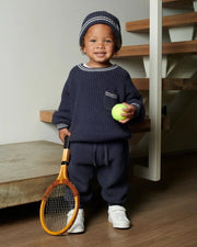 7AM - Boxy Sweater - Chunky Tennis Mother & Baby Pearl Grey, Ecru 6 - 12M