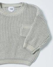 7AM - Boxy Sweater - Chunky Tennis Mother & Baby Pearl Grey, Ecru 6 - 12M