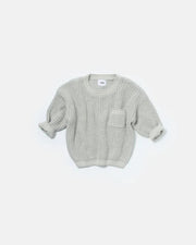 7AM - Boxy Sweater - Chunky Tennis Mother & Baby Pearl Grey, Ecru 6 - 12M