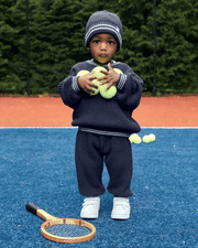 7AM - Boxy Sweater - Chunky Tennis Mother & Baby Pearl Grey, Ecru 6 - 12M