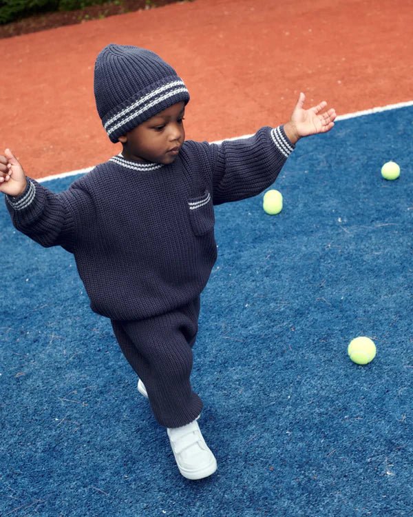 7AM - Boxy Sweater - Chunky Tennis Mother & Baby Pearl Grey, Ecru 6 - 12M