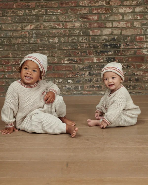 7AM - Boxy Sweater - Chunky Tennis Mother & Baby Pearl Grey, Ecru 6 - 12M