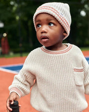 7AM - Boxy Sweater - Chunky Tennis Mother & Baby Pearl Grey, Ecru 6 - 12M