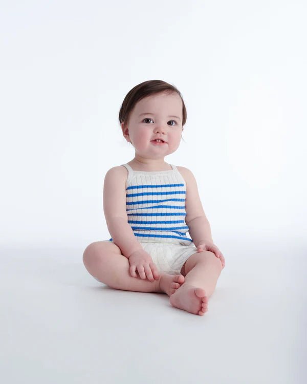 7AM - Camisole Marinière - Ribbed Mother & Baby Seashell/Blue Stripes 0_3M