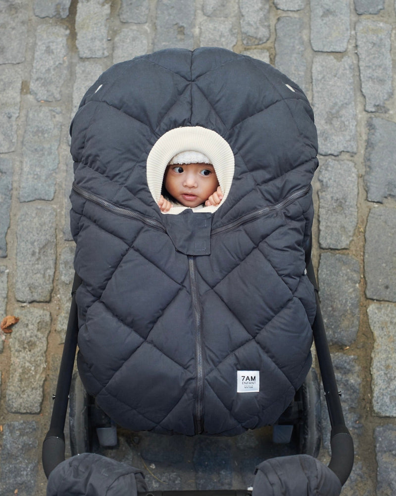 7AM - Car Seat Cocoon - Benji Sherpa - Smokey - 0_12M Mother & Baby Smokey