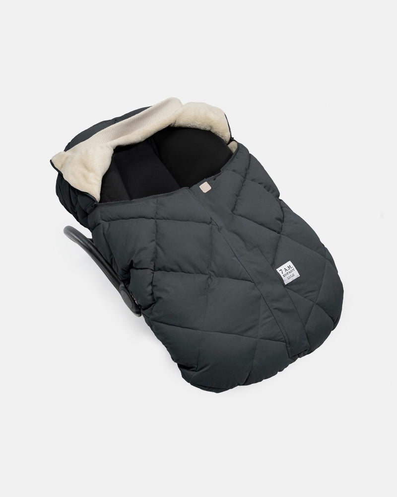 7AM - Car Seat Cocoon - Benji Sherpa - Smokey - 0_12M Mother & Baby Smokey