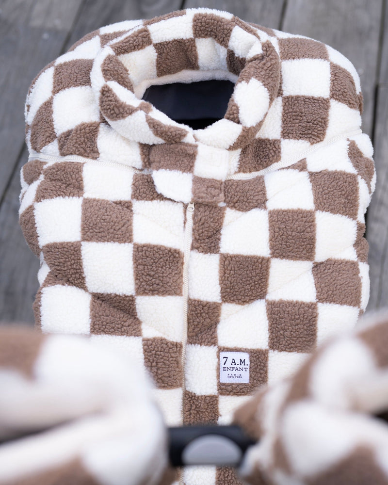 7AM - Car Seat Cocoon - Checker Berber - Print Checkers Tan - 0 - 12M Mother & Baby