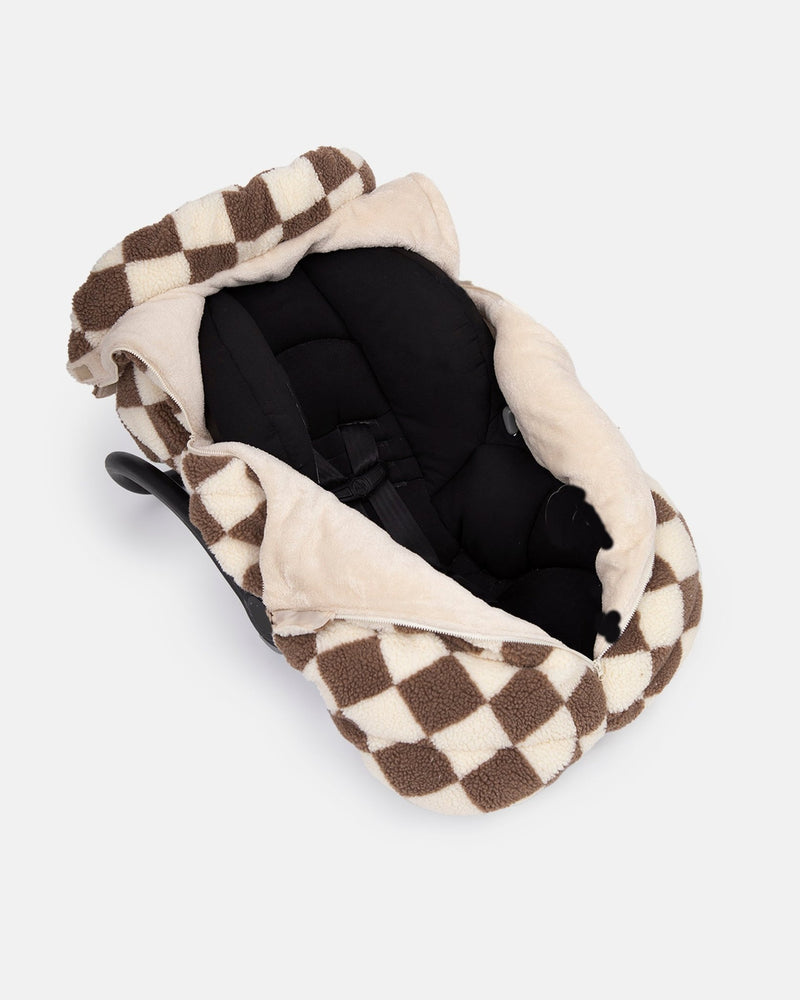 7AM - Car Seat Cocoon - Checker Berber - Print Checkers Tan - 0 - 12M Mother & Baby