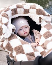 7AM - Car Seat Cocoon - Checker Berber - Print Checkers Tan - 0 - 12M Mother & Baby