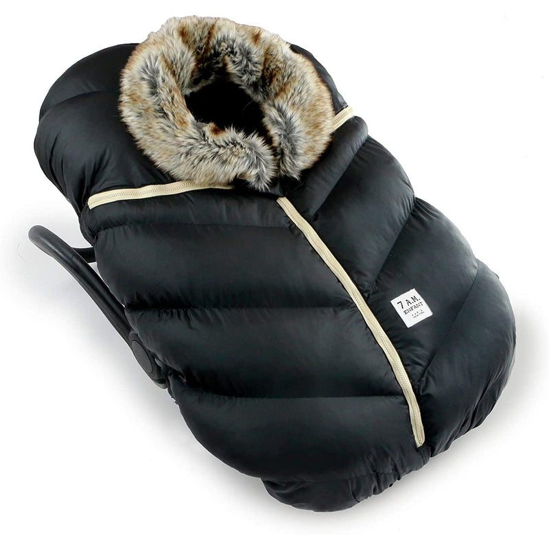7AM - Car Seat Cocoon - Tundra Mother & Baby Black Faux Fur