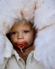 7AM - Car Seat Cocoon - Tundra Mother & Baby Heather Beige / White Faux Fur