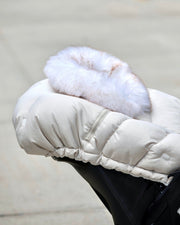7AM - Car Seat Cocoon - Tundra Mother & Baby Heather Beige / White Faux Fur