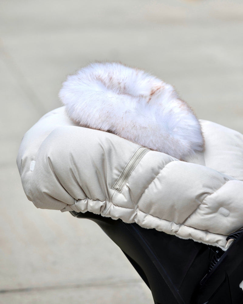 7AM - Car Seat Cocoon - Tundra Mother & Baby Heather Beige / White Faux Fur
