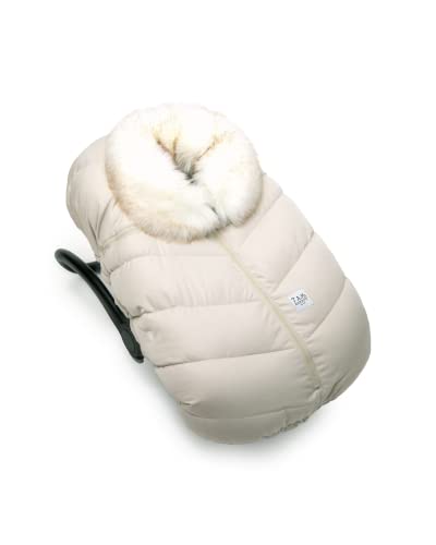 7AM - Car Seat Cocoon - Tundra Mother & Baby Heather Beige / White Faux Fur