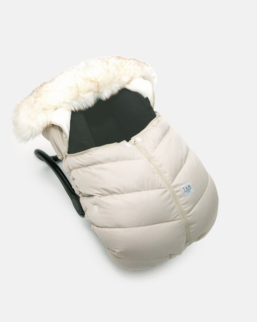 7AM - Car Seat Cocoon - Tundra Mother & Baby Heather Beige / White Faux Fur