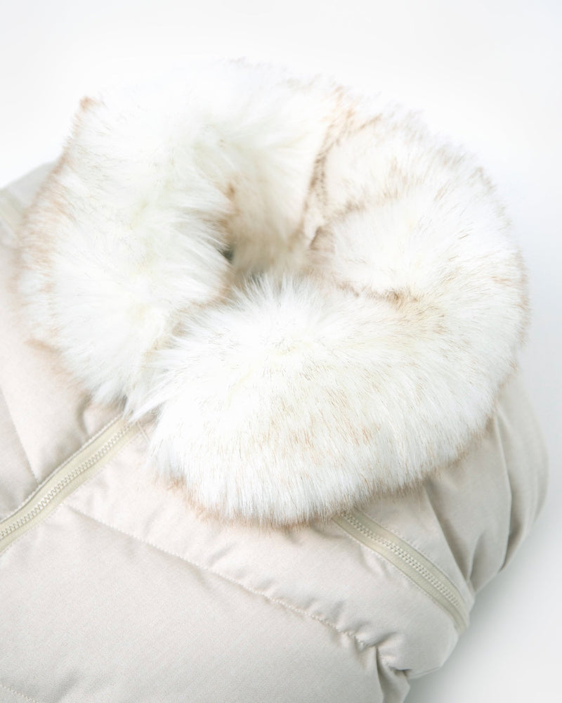 7AM - Car Seat Cocoon - Tundra Mother & Baby Heather Beige / White Faux Fur