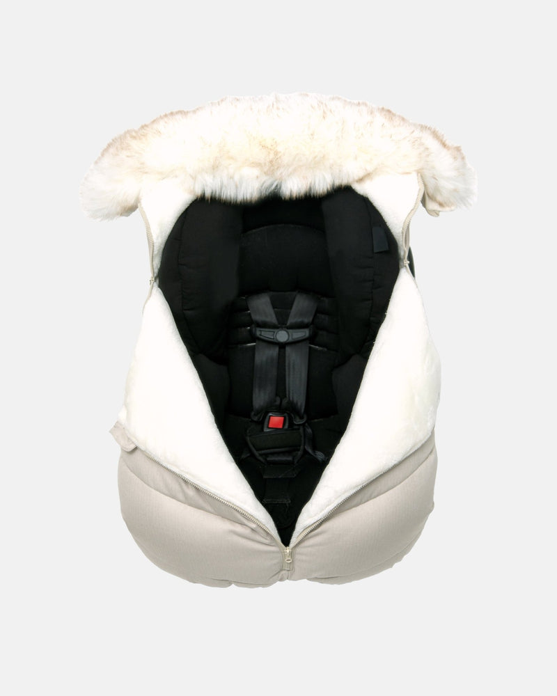 7AM - Car Seat Cocoon - Tundra Mother & Baby Heather Beige / White Faux Fur