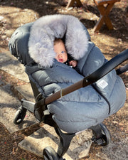 7AM - Car Seat Cocoon - Tundra Mother & Baby Heather Grey Dark / Faux Fur