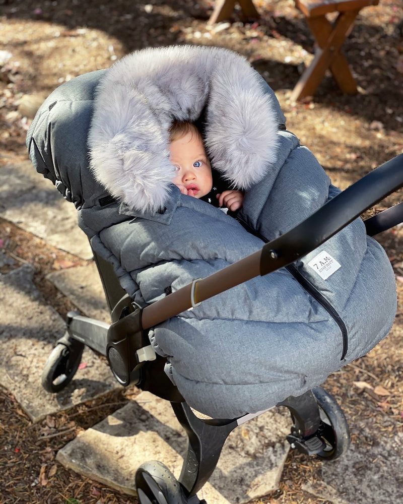 7AM - Car Seat Cocoon - Tundra Mother & Baby Heather Grey Dark / Faux Fur