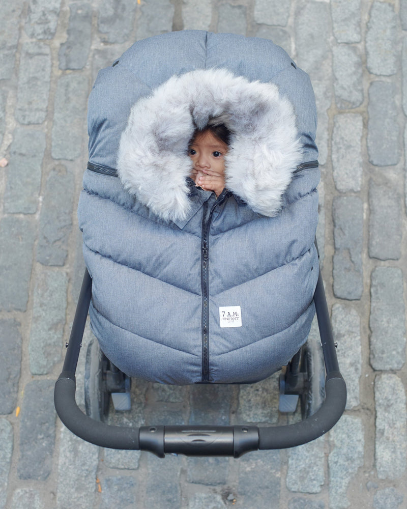7AM - Car Seat Cocoon - Tundra Mother & Baby Heather Grey Dark / Faux Fur