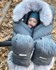 7AM - Car Seat Cocoon - Tundra Mother & Baby Heather Grey Dark / Faux Fur