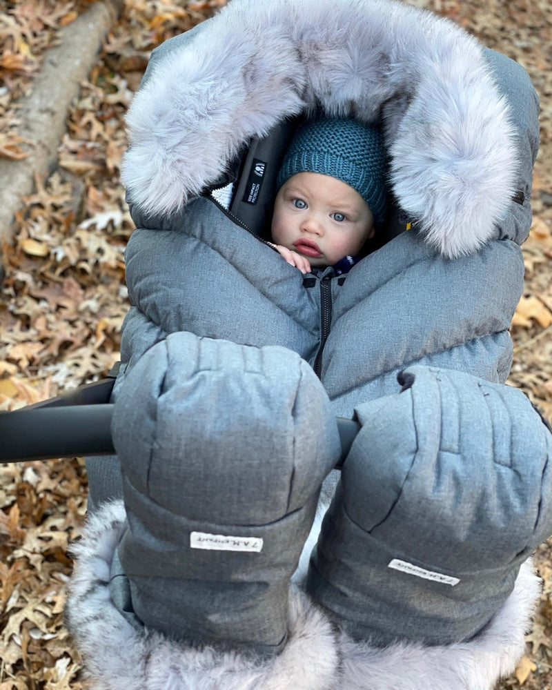 7AM - Car Seat Cocoon - Tundra Mother & Baby Heather Grey Dark / Faux Fur
