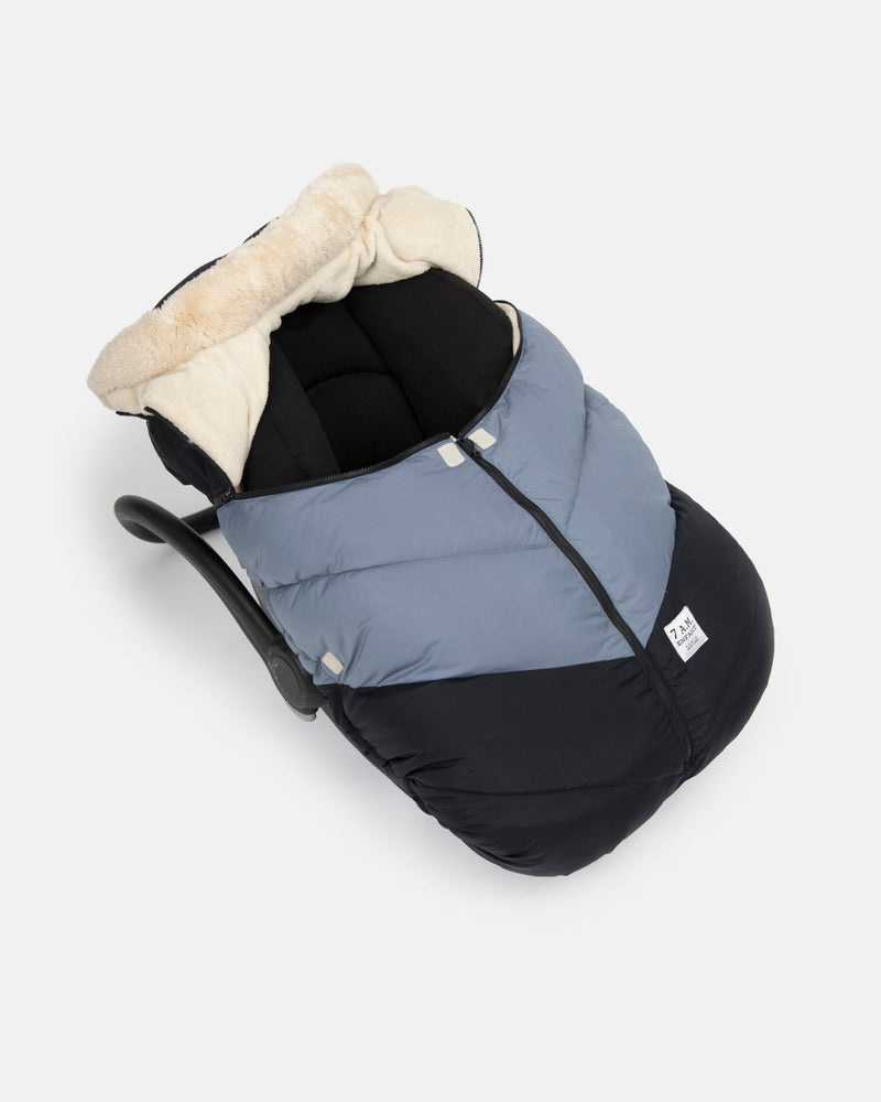 7AM - Car Seat Cover Cocoon - Black, Ash Blue - 0 - 12M Mother & Baby