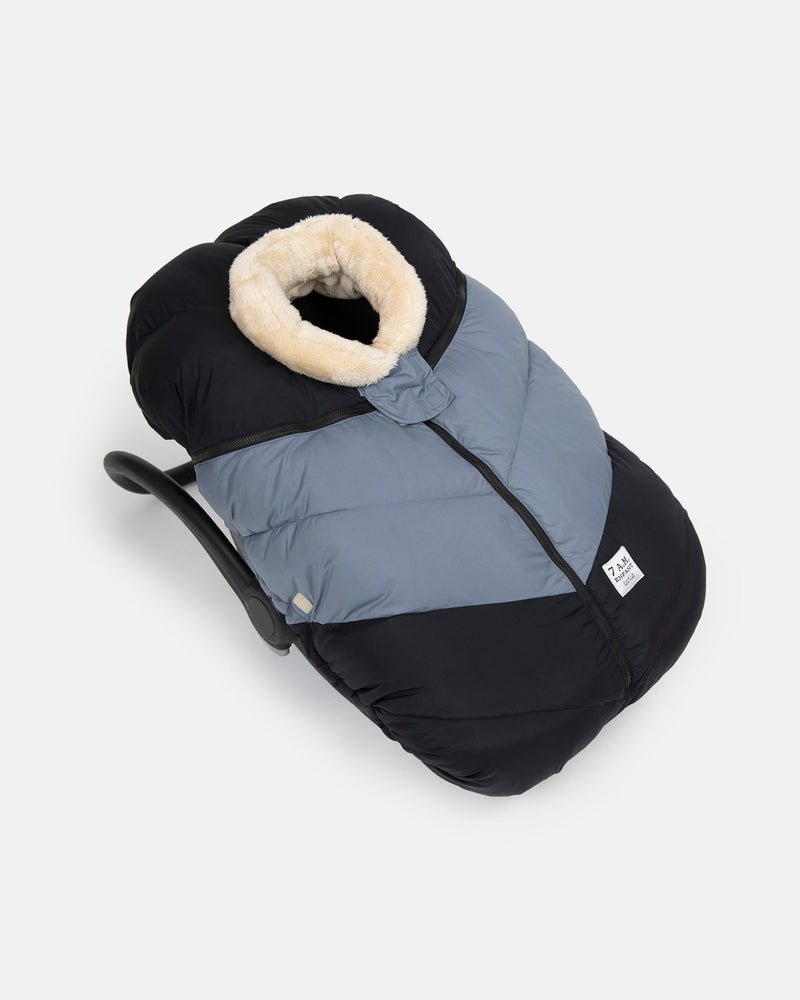 7AM - Car Seat Cover Cocoon - Black, Ash Blue - 0 - 12M Mother & Baby