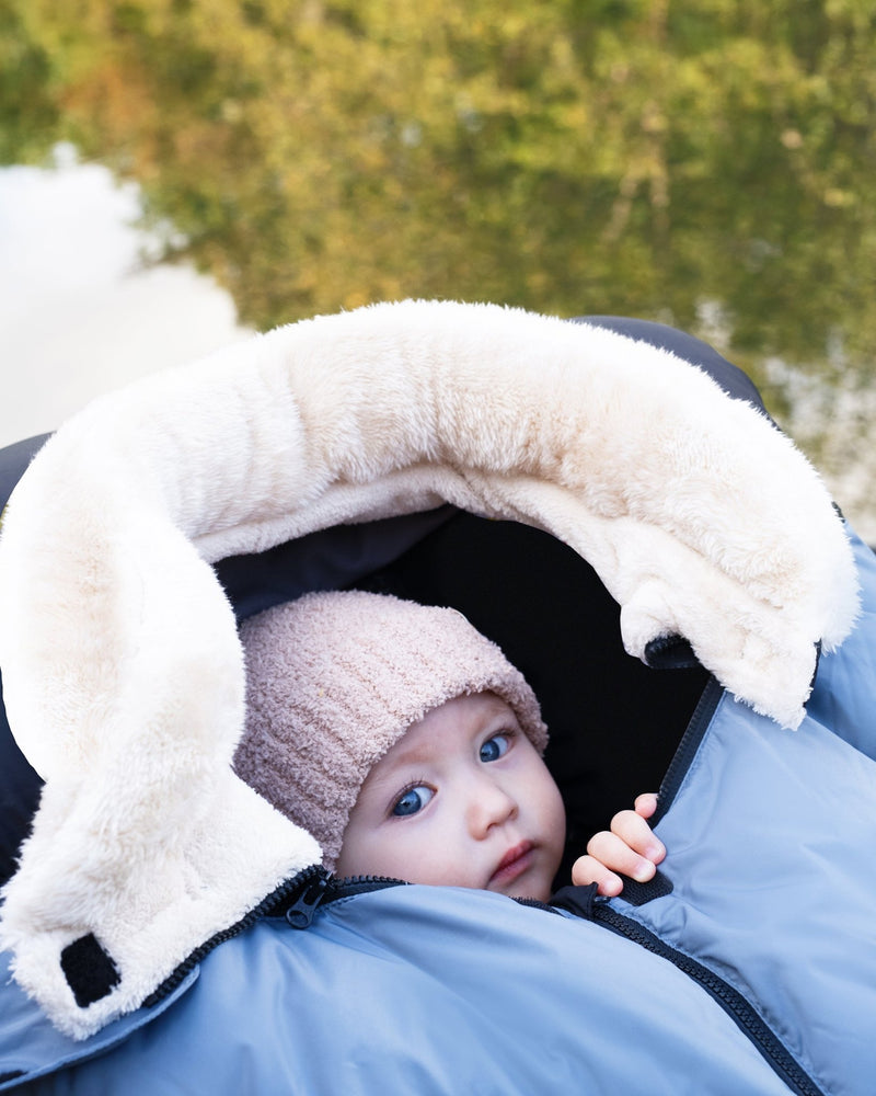 7AM - Car Seat Cover Cocoon - Black, Ash Blue - 0 - 12M Mother & Baby