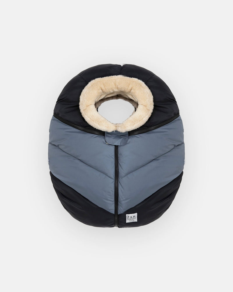 7AM - Car Seat Cover Cocoon - Black, Ash Blue - 0 - 12M Mother & Baby