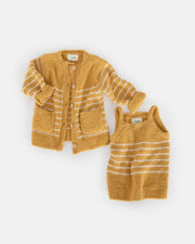 7AM - Cardigan & Camisole Set - Fuzzy Mother & Baby Amber / Ecru 6 - 9M
