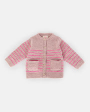 7AM - Cardigan & Camisole Set - Fuzzy Mother & Baby Ash Rose / Vivid Pink 0 - 3M