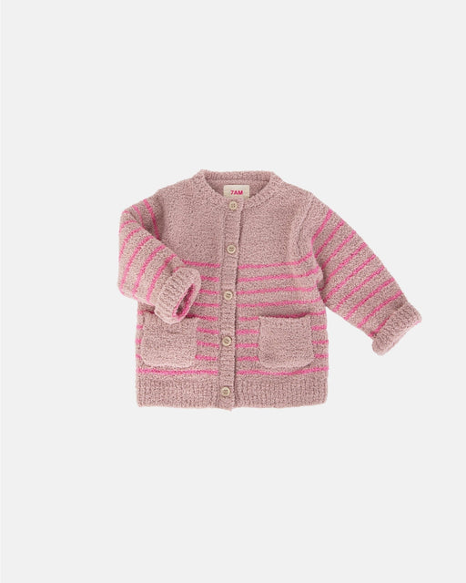 7AM - Cardigan & Camisole Set - Fuzzy Mother & Baby Ash Rose / Vivid Pink 0 - 3M