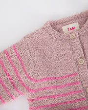 7AM - Cardigan & Camisole Set - Fuzzy Mother & Baby Ash Rose / Vivid Pink 0 - 3M