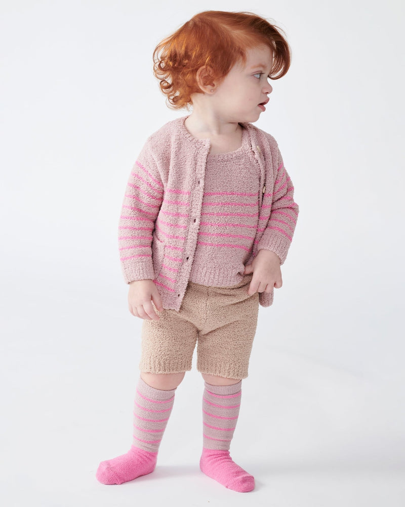 7AM - Cardigan & Camisole Set - Fuzzy Mother & Baby Ash Rose / Vivid Pink 0 - 3M