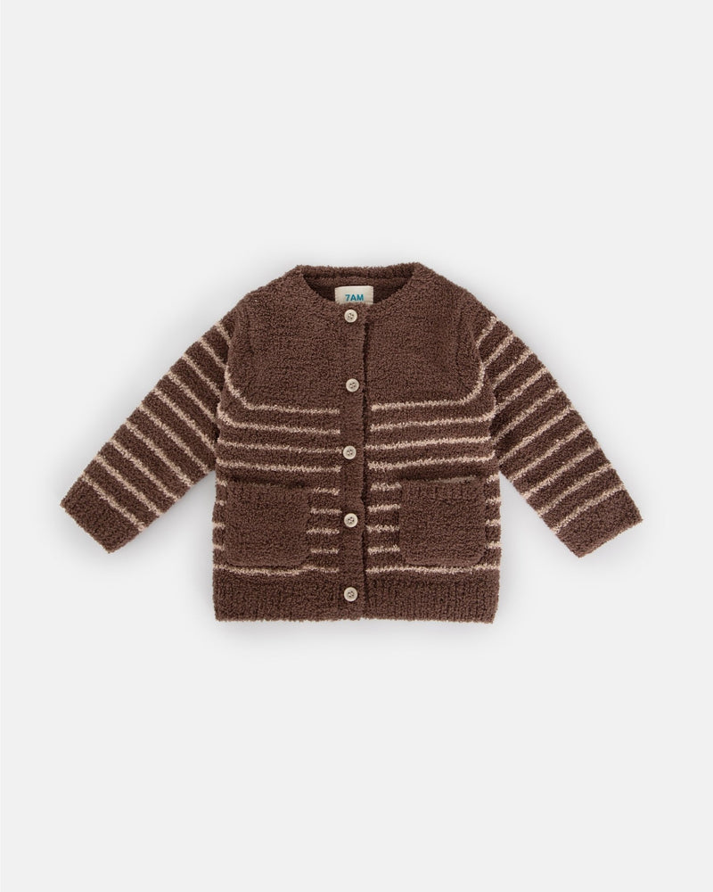 7AM - Cardigan & Camisole Set - Fuzzy Mother & Baby Choco / Pecan 6 - 9M