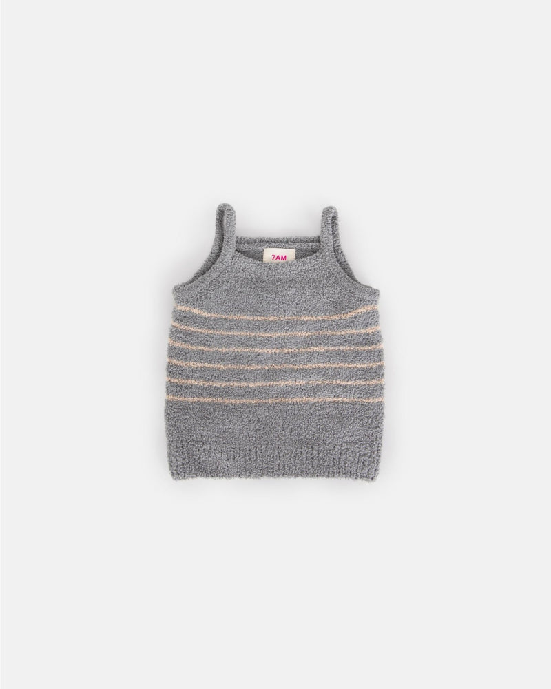 7AM - Cardigan & Camisole Set - Fuzzy Mother & Baby Gris / Pecan 0 - 3M