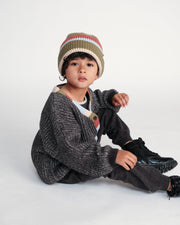 7AM - Cardigan Chunky Apparel & Accessories Black Melange 6 - 12M