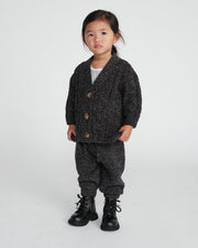 7AM - Cardigan - Fuzzy Mother & Baby Black Melange 6 - 9M
