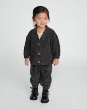 7AM - Cardigan - Fuzzy Mother & Baby Black Melange 6 - 9M