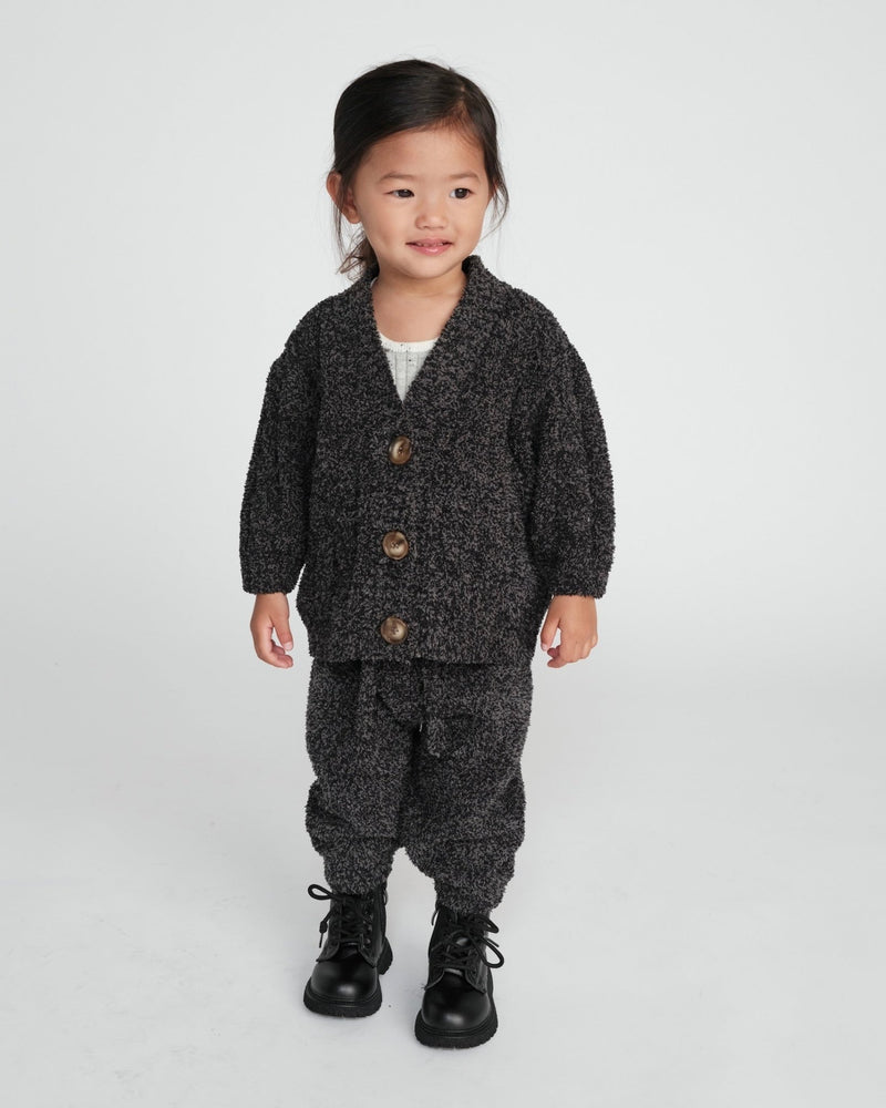 7AM - Cardigan - Fuzzy Mother & Baby Black Melange 6 - 9M