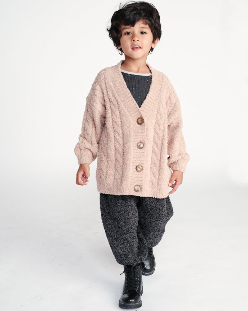 7AM - Cardigan - Fuzzy Mother & Baby Pecan 6 - 9M