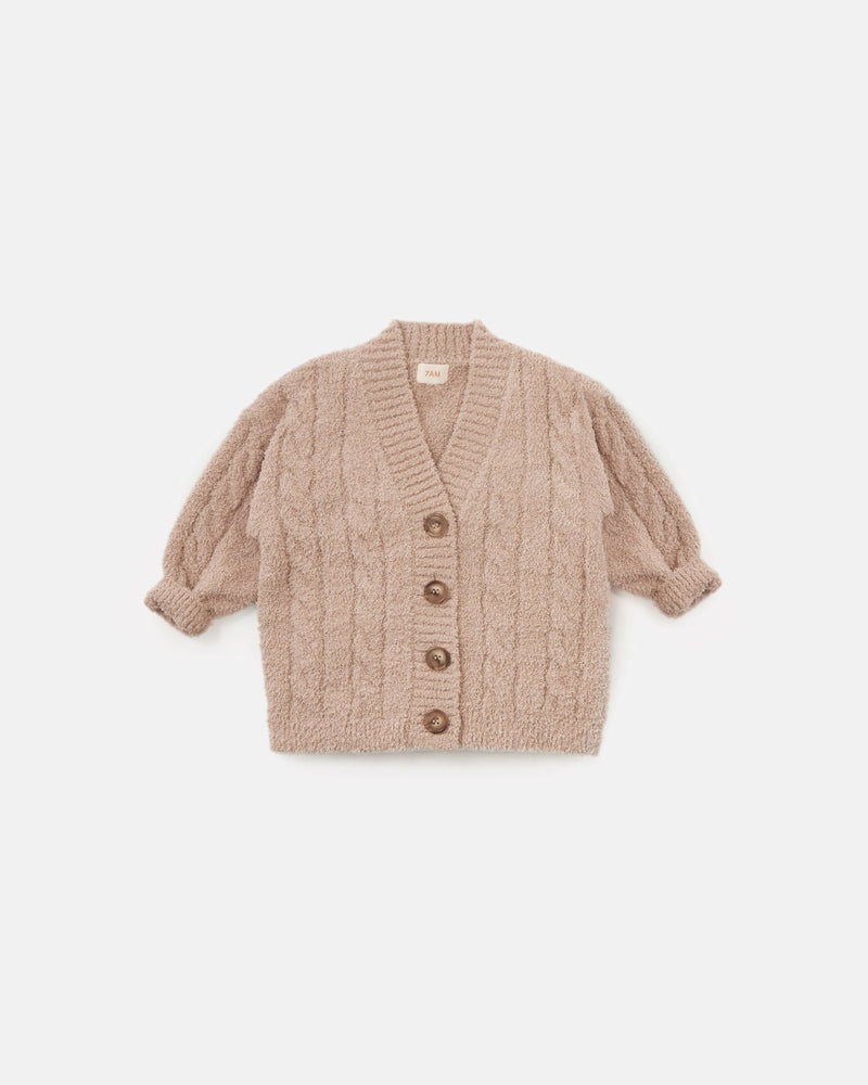 7AM - Cardigan - Fuzzy Mother & Baby Pecan 6 - 9M