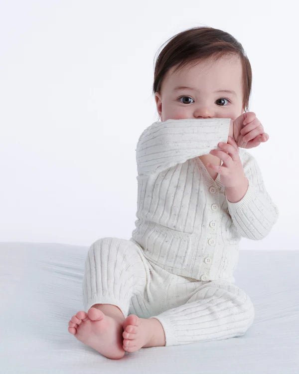 7AM - Cardigan - Ribbed Mother & Baby Seashell 12 - 18M