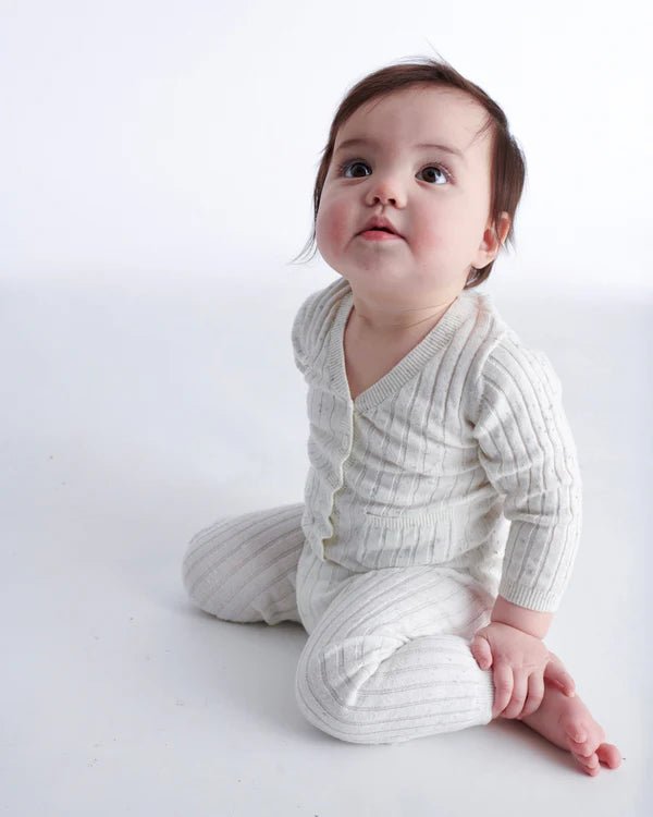 7AM - Cardigan - Ribbed Mother & Baby Seashell 12 - 18M